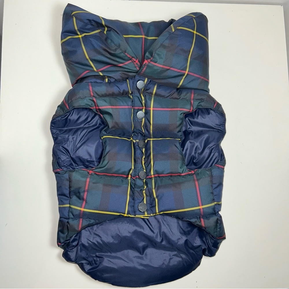 Plaid Dog Jacket - Blue and Yellow